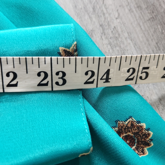 Vintage Tan Jay 2 Piece Midi Dress Set Teal Green With Floral Print Women's 8 - Picture 9 of 16